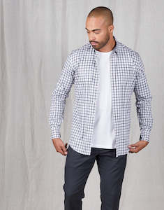 Ohope Navy & Brown Check Flannel Shirt