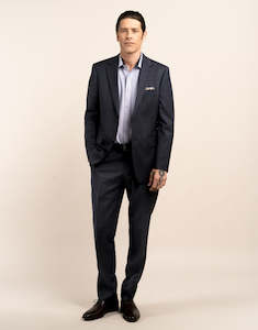 Two Trouser Suit: Cooper Navy Check Two Trouser Suit