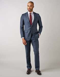 Two Piece Suit: Cooper Blue & Burgundy Check Two Piece Suit