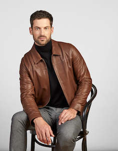 Bomber Jackets: Ryder Tobacco Leather Jacket