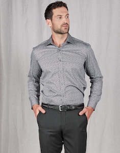 Mens Black Shirts: Banks Black & White Micro Paisley Print Shirt