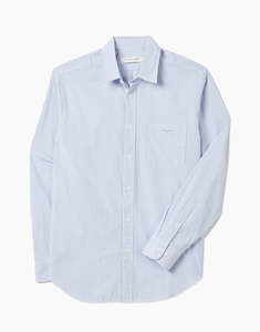 R M Williams: R.M. Williams Regular Poplin Blue White Stripe Shirt