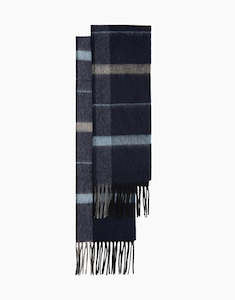Dark Navy And Blue Oversize Check Scarf