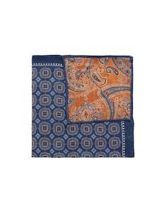 Gift Guide: Orange Paisley & Navy Medallion Reversible Pocket Square