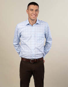 Sinatra Light Blue Glen Check Shirt