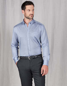 Merino Clothing Accessories: Ohope Light Blue Houndstooth Merino Wool Shirt