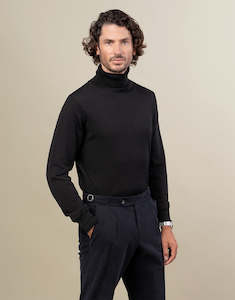 Merino Clothing Accessories: Wanaka Black Roll Neck Jersey