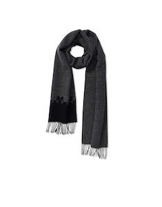 Winter Essentials: R.M.Williams R.M.W Logo Jacquard Black Scarf