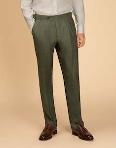 Business Casual: Evans Olive Green Linen Trouser