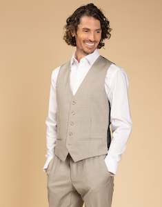 Curtis Beige Sharkskin Waistcoat
