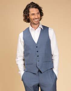 Curtis Pale Blue Sharkskin Waistcoat