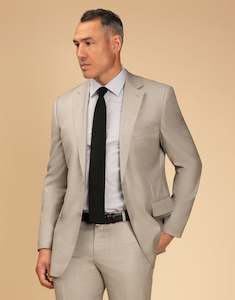 Mens Suit Jacket: Cooper Beige Sharkskin Suit Jacket