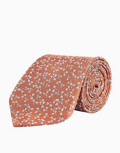 Wedding Guests: Burnt Orange & White Dragonfly Silk Tie