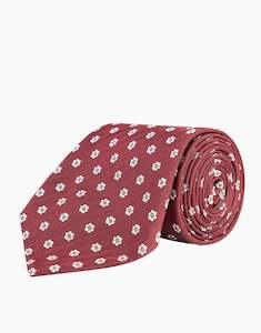 Wedding Guests: Red Herringbone Floral Silk Tie