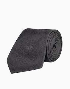 Black Large Paisley Jacquard Silk Tie