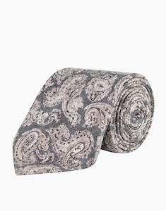 Charcoal & Brown Paisley Silk Tie