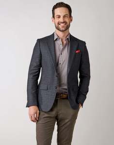 Winter Essentials: Hawker Navy Blue & Maroon Check Flannel Blazer