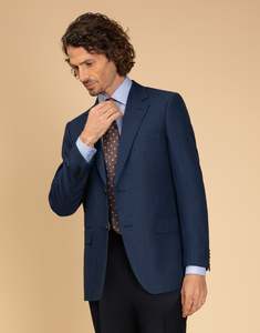 Essentials: Hawker Blue Wool Linen Textured Blazer