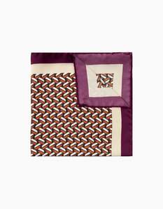 Business Casual: Red & White Weave Geo Italian Silk Pocket Square