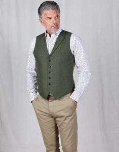 Wedding Guests: Shelby Green Linen Waistcoat