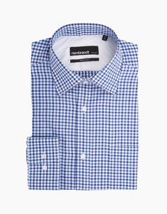 Mens Dress Shirts: Sinatra Blue Check Business Shirt