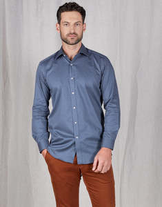 Mens Casual Shirts: Banks Blue, Orange & White Dot Print Shirt