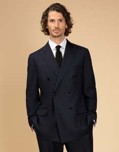 Doppio Navy Twill Suit Jacket