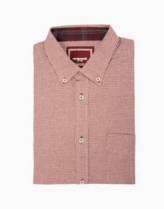 Mens Flannel Shirts: Awaroa maroon houndstooth flannel shirt