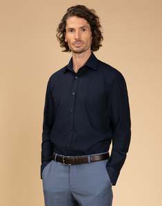 Business Casual: Barbican Navy Jaquard Shirt