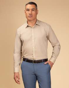 Business Casual: London Brown & Blue Micro-design Print Shirt