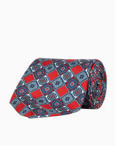 Race Ready: Red & Blue Tile Print Tie