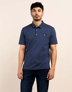 Selected Shirts 99 Each: Portofino Navy and White Floral Polo Shirt