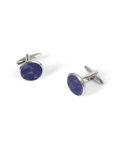 Round Silver with Blue Sodalite Cufflink