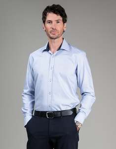 Business Casual: Barbican Navy Micro-design Dobby Shirt