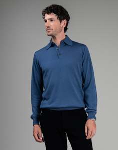 Business Casual: Haast Vintage Blue Merino Polo