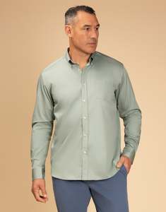 Business Casual: Ohope Sage Green Twill Shirt