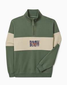R M Williams: R.M. Williams Heritage 1/4 Zip Green Sweatshirt