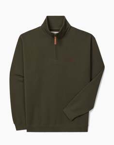 R M Williams: R.M. Williams Mulyungarie 1/4 Zip Olive Sweatshirt