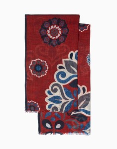 Winter Essentials: Brick Red Large Medallion Italian Wool Scarf