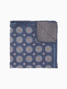 Winter Essentials: Blue & Brown Geo Reversible Italian Silk Pocket Square
