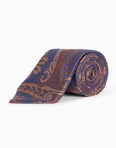 Winter Essentials: Rust Brown Large Paisley Italian Silk Tie