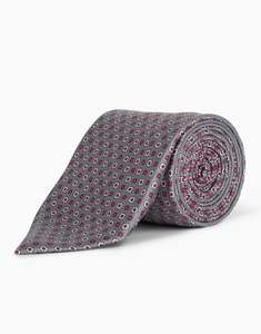 Winter Essentials: Grey & Pink Floral Geo Italian Silk Tie