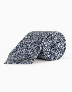 Navy & White Chain Italian Silk Tie