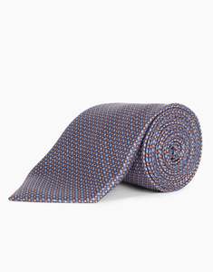 Winter Essentials: Blue & Brick Geometric Italian Silk Tie