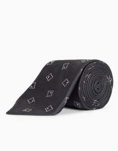 Navy Scattered Diamond Italian Silk Tie