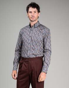 Ohope Indigo & Rust Floral Print Shirt