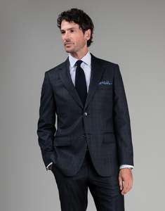 Cooper Charcoal & Blue Check Suit Jacket