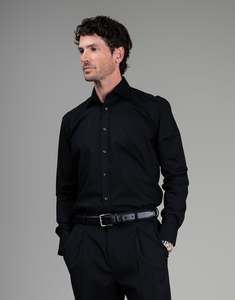 Hire: Hire London Black Plain Poplin Shirt