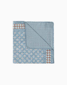 Race Ready: Blue Textured & Geometric Reversible Pocket Square