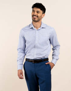 Business Casual: Sinatra Blue Shadow Check Shirt